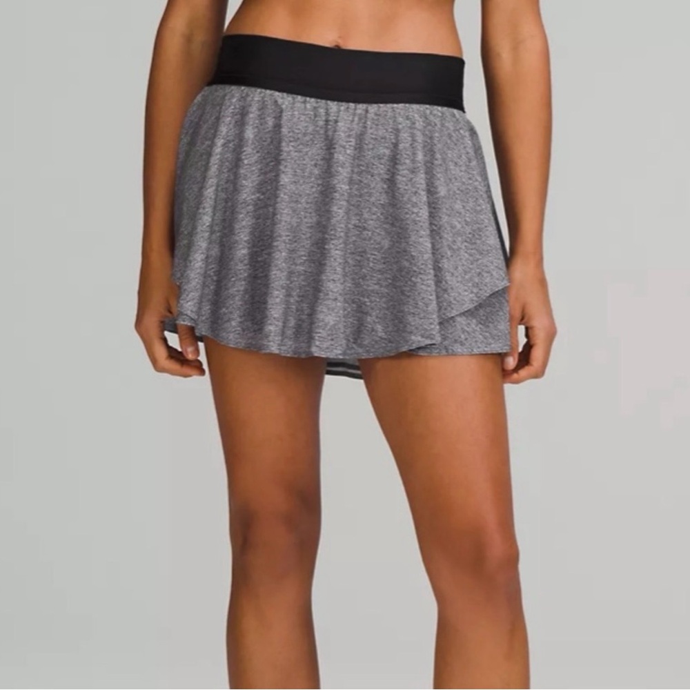 Lululemon Court Rival High-Rise Skirt Skort, Heather Gray/Black, Size 12